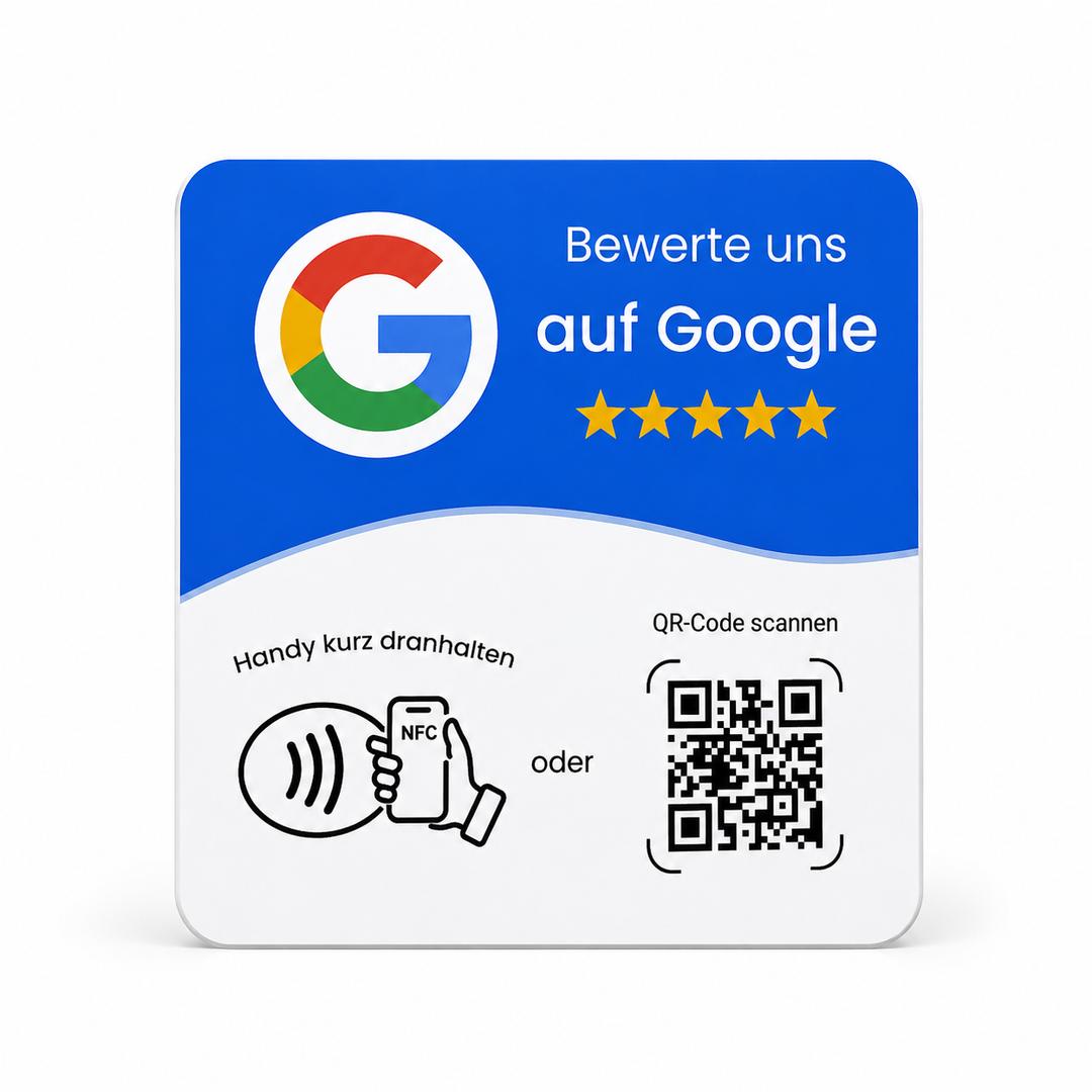 TapStar Google-Bewertungsschild mit NFC und QR-Code